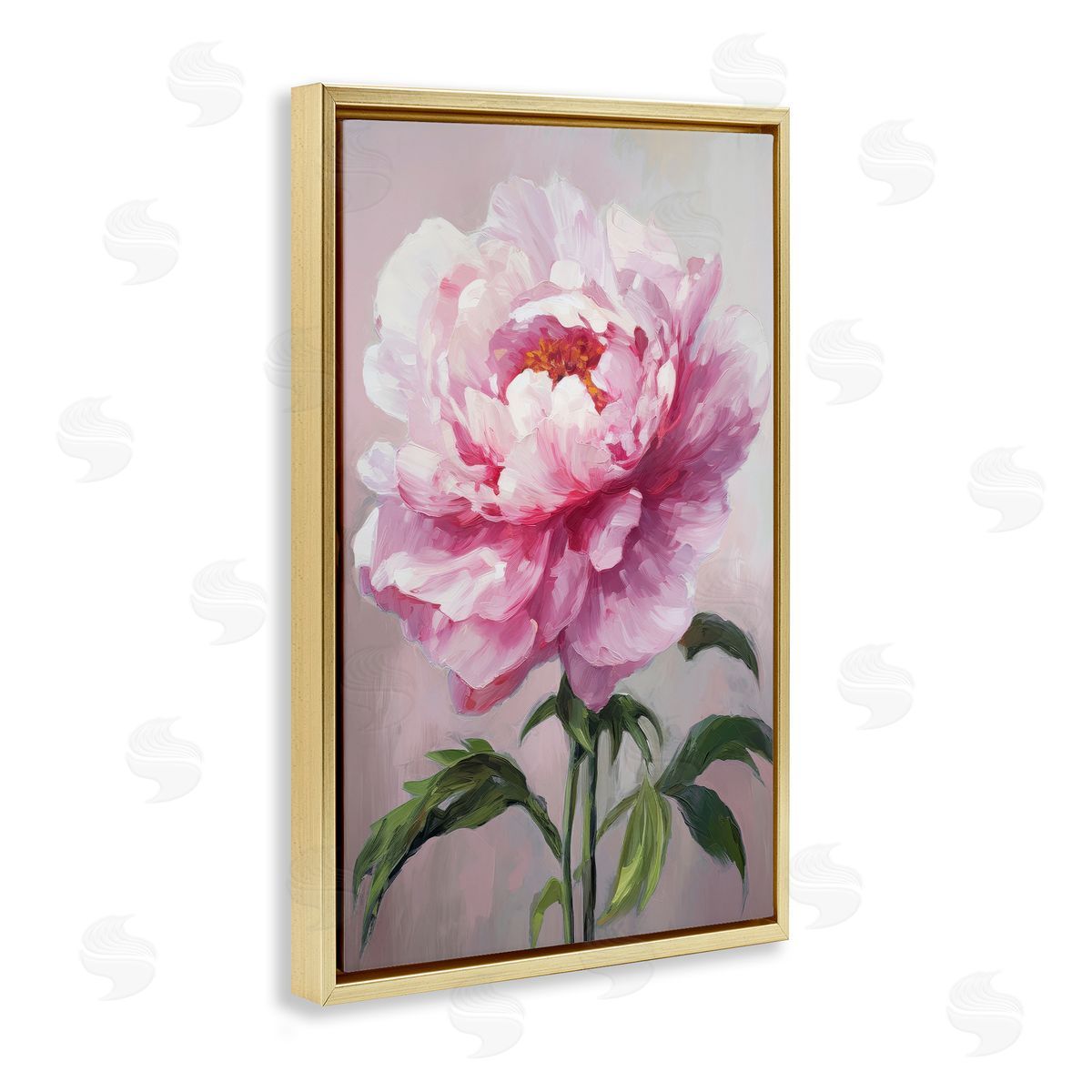 Pink Blooming Floral Gold Floating Frame Canvas Wall Art, Home Decor by Petals Prints Design
