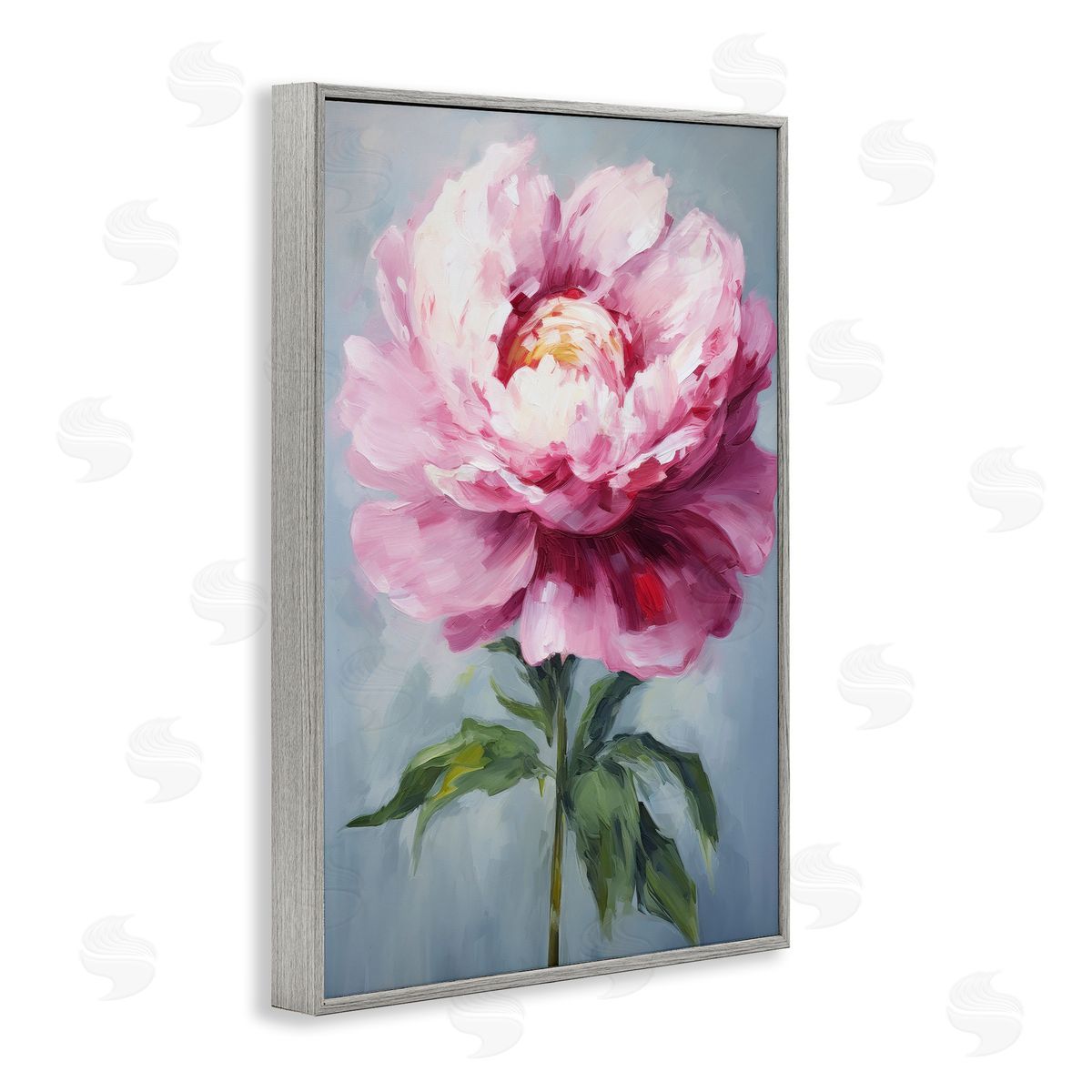 Pale Pink Floral Grey Frame Print Wall Art, Home Decor by Petals Prints Design