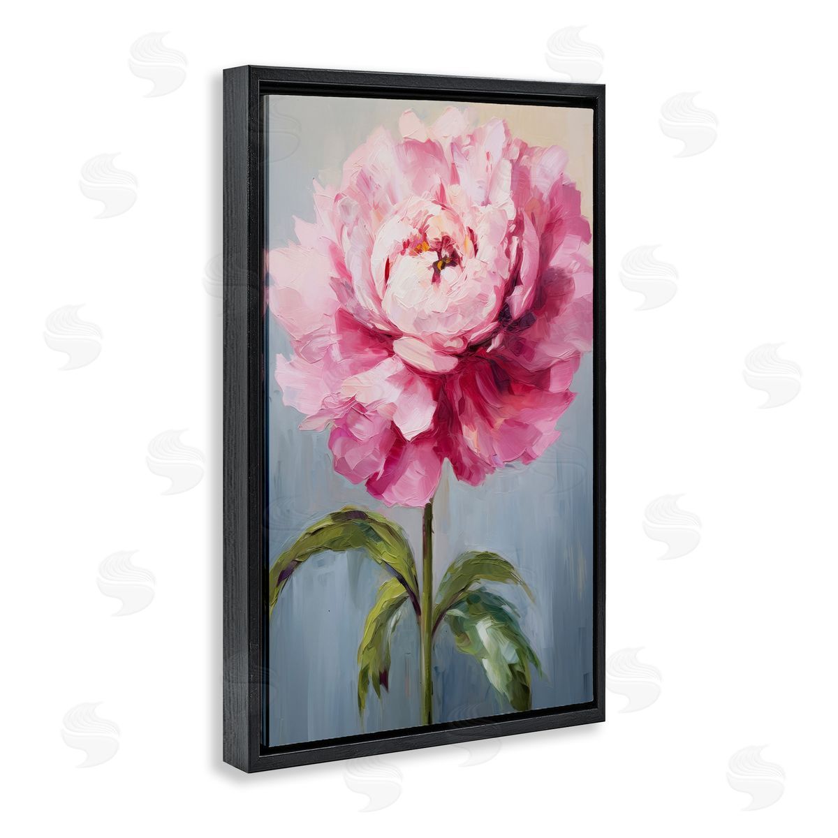 Blush Pink Carnation Black Floating Frame Canvas Wall Art, Home Decor by Petals Prints Design