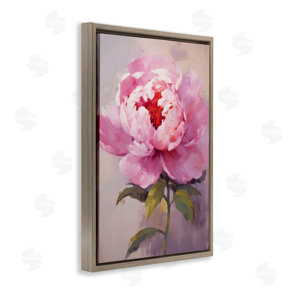 Blush Pink Peony Brown Floating Frame Canvas Wall Art, Home Decor by Petals Prints Design
