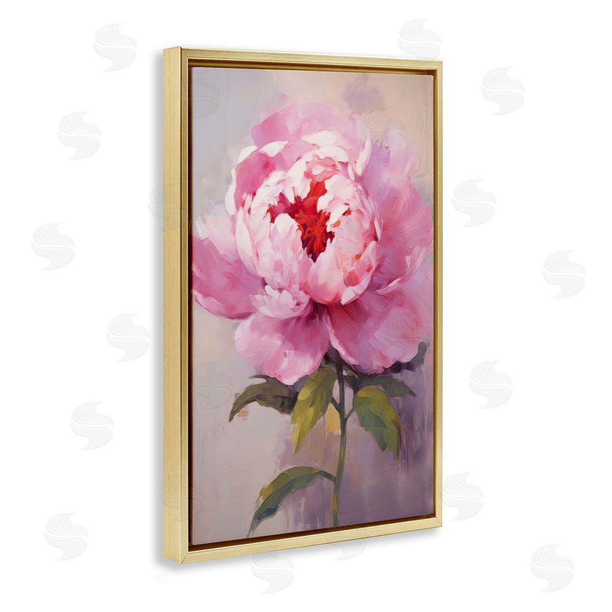 Blush Pink Peony Gold Floating Frame Canvas Wall Art, Home Decor by Petals Prints Design