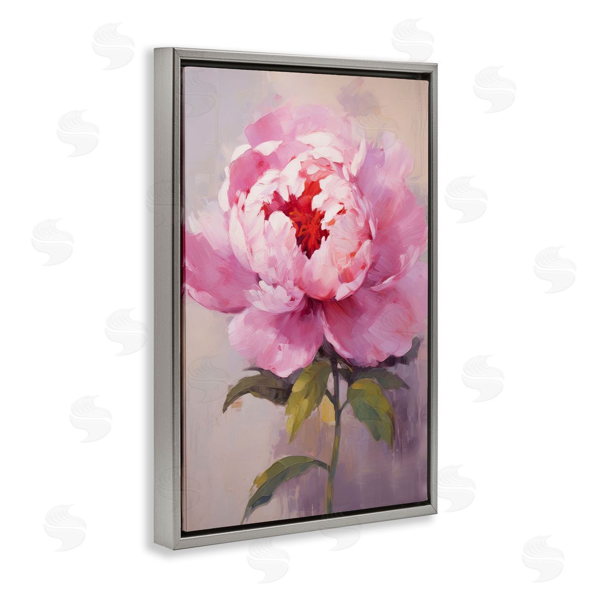 Blush Pink Peony Grey Floating Frame Canvas Wall Art, Home Decor by Petals Prints Design