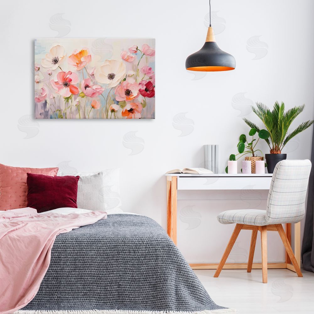 Petal Prints Design Pastel Ranunculus Blooms Canvas Wall Art Print in Room