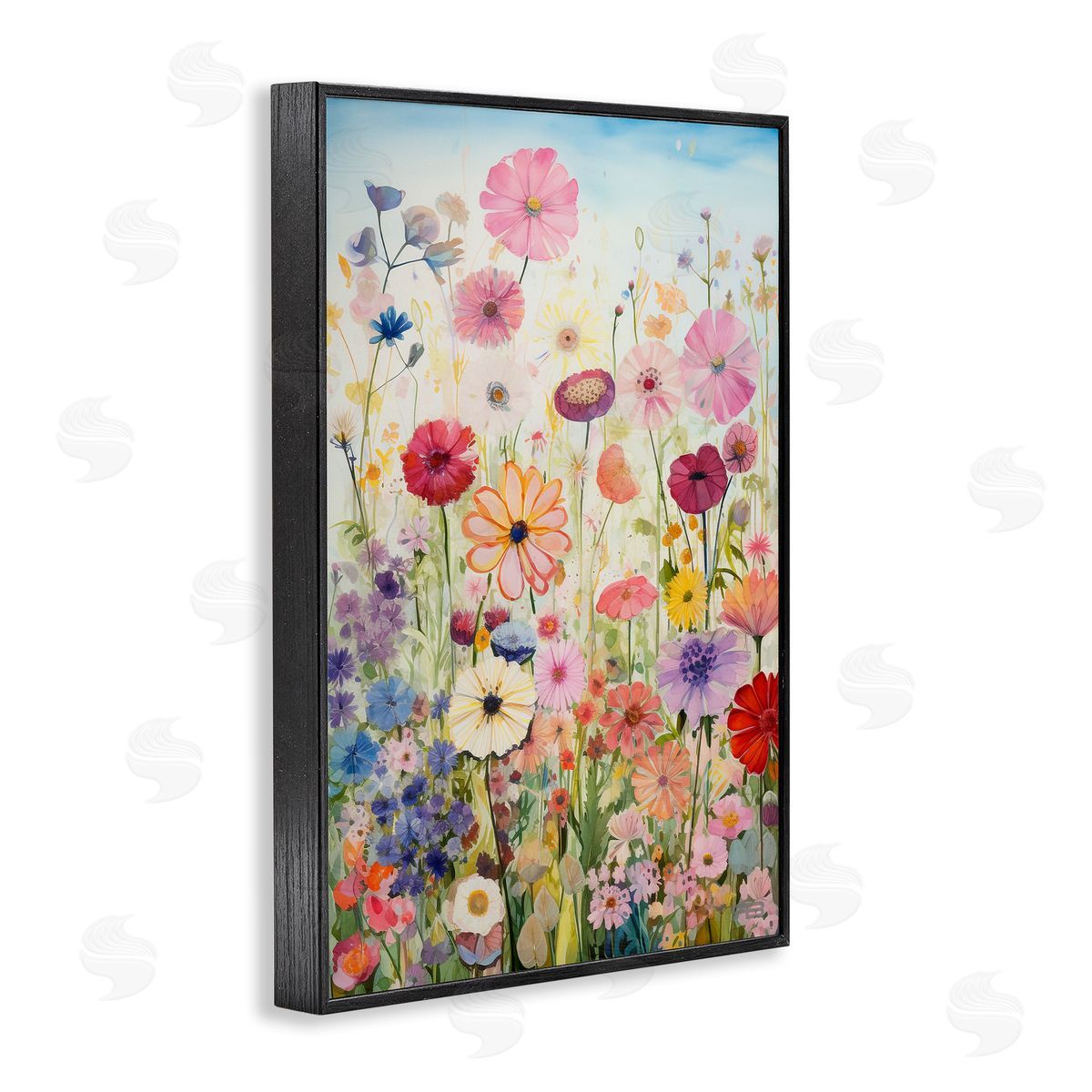 Full Floral Garden Black Frame Print Wall Art, Home Decor by Roozbeh Bahramali