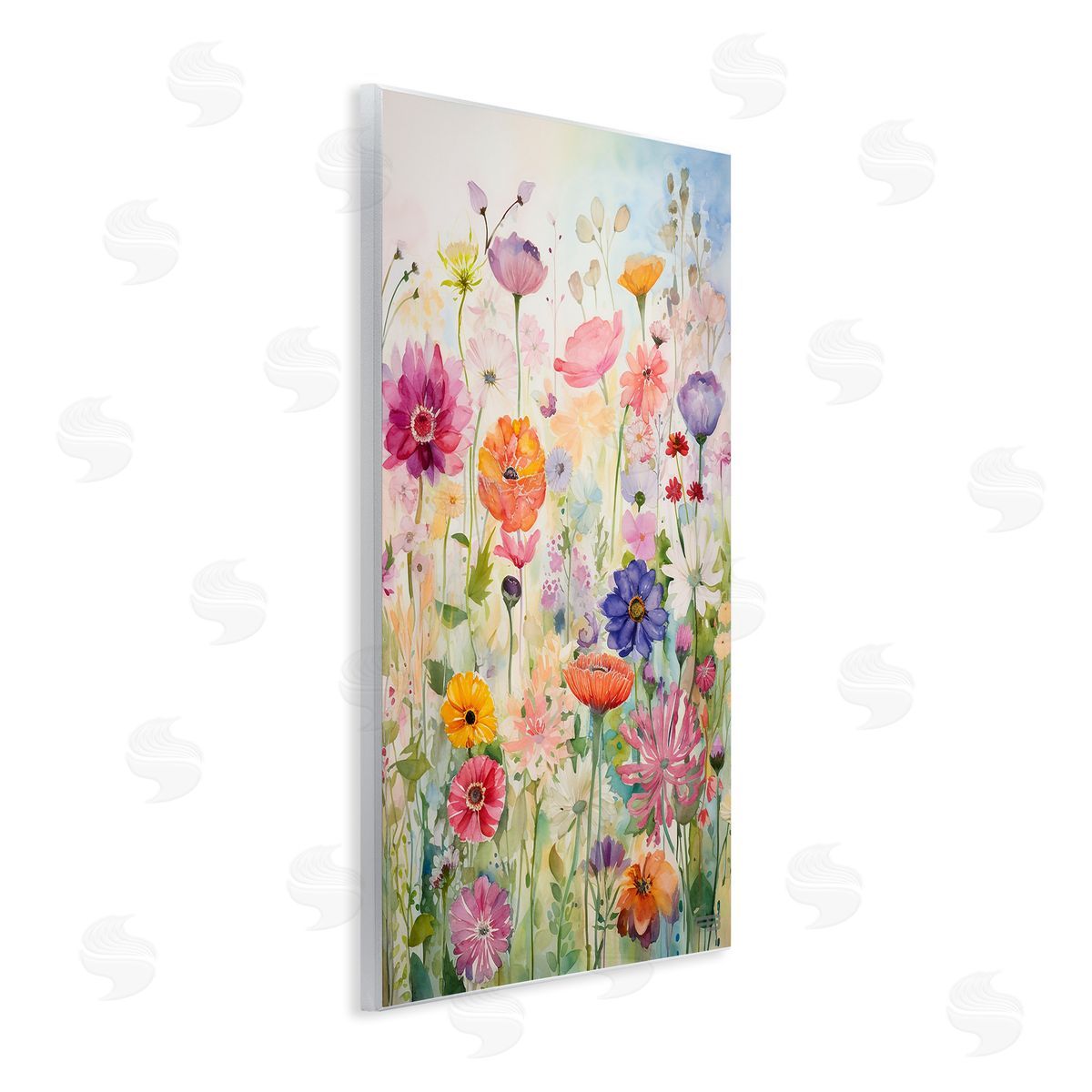Bright Floral Garden Wood Plaque Wall Art, Home Decor by Roozbeh Bahramali