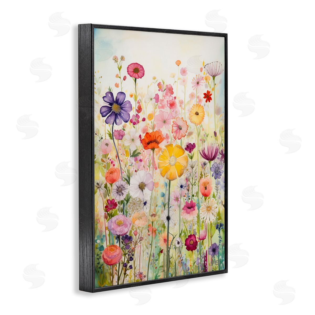 Bright Flower Garden Black Frame Print Wall Art, Home Decor by Roozbeh Bahramali