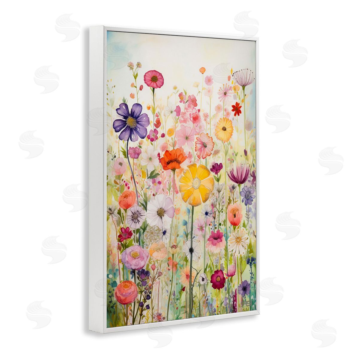 Bright Flower Garden White Frame Print Wall Art, Home Decor by Roozbeh Bahramali