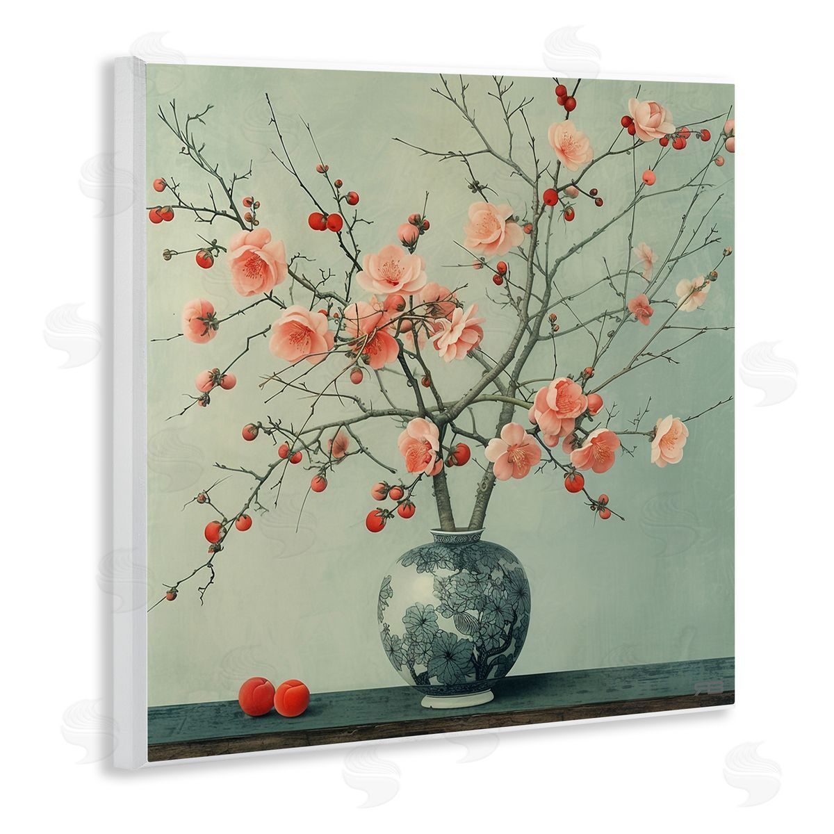 RB Historical Flower Vase Wooden Wall Plaque Art Print