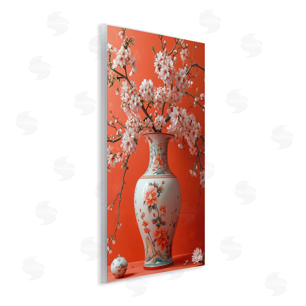 Flowers in Eastern Vase Wood Plaque Wall Art, Home Decor by Roozbeh Bahramali