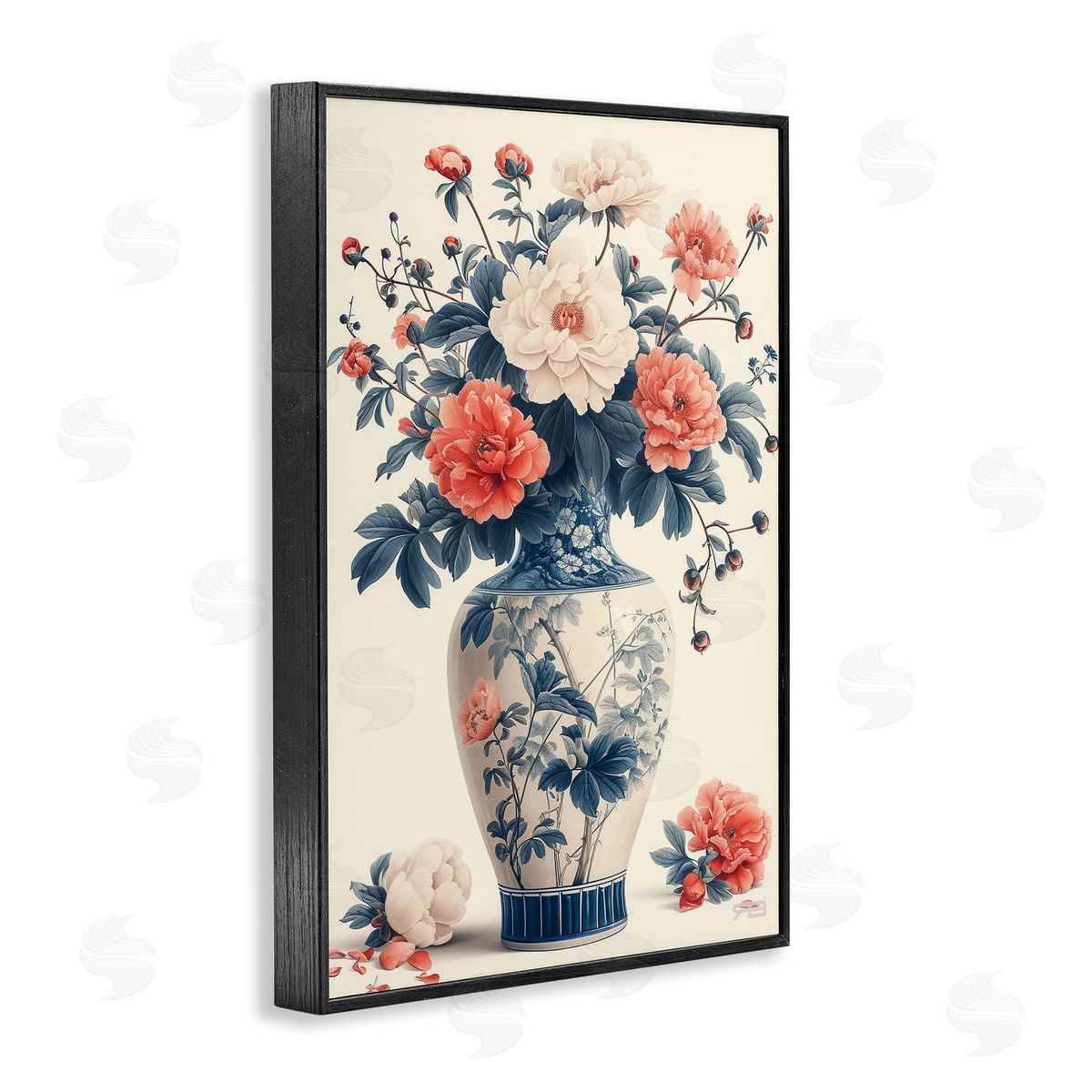 Vintage Eastern Vase Black Frame Print Wall Art, Home Decor by Roozbeh Bahramali