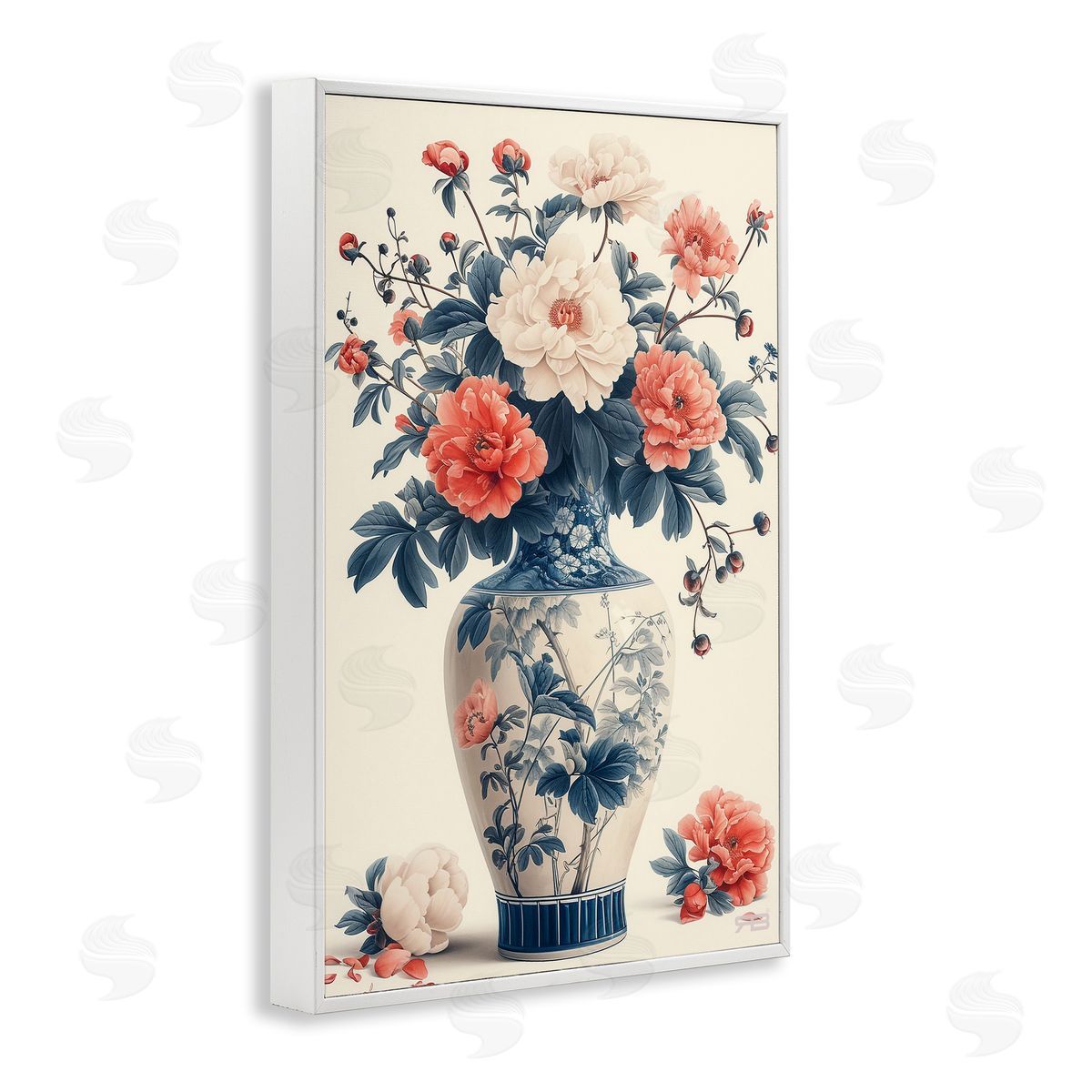 Vintage Eastern Vase White Frame Print Wall Art, Home Decor by Roozbeh Bahramali