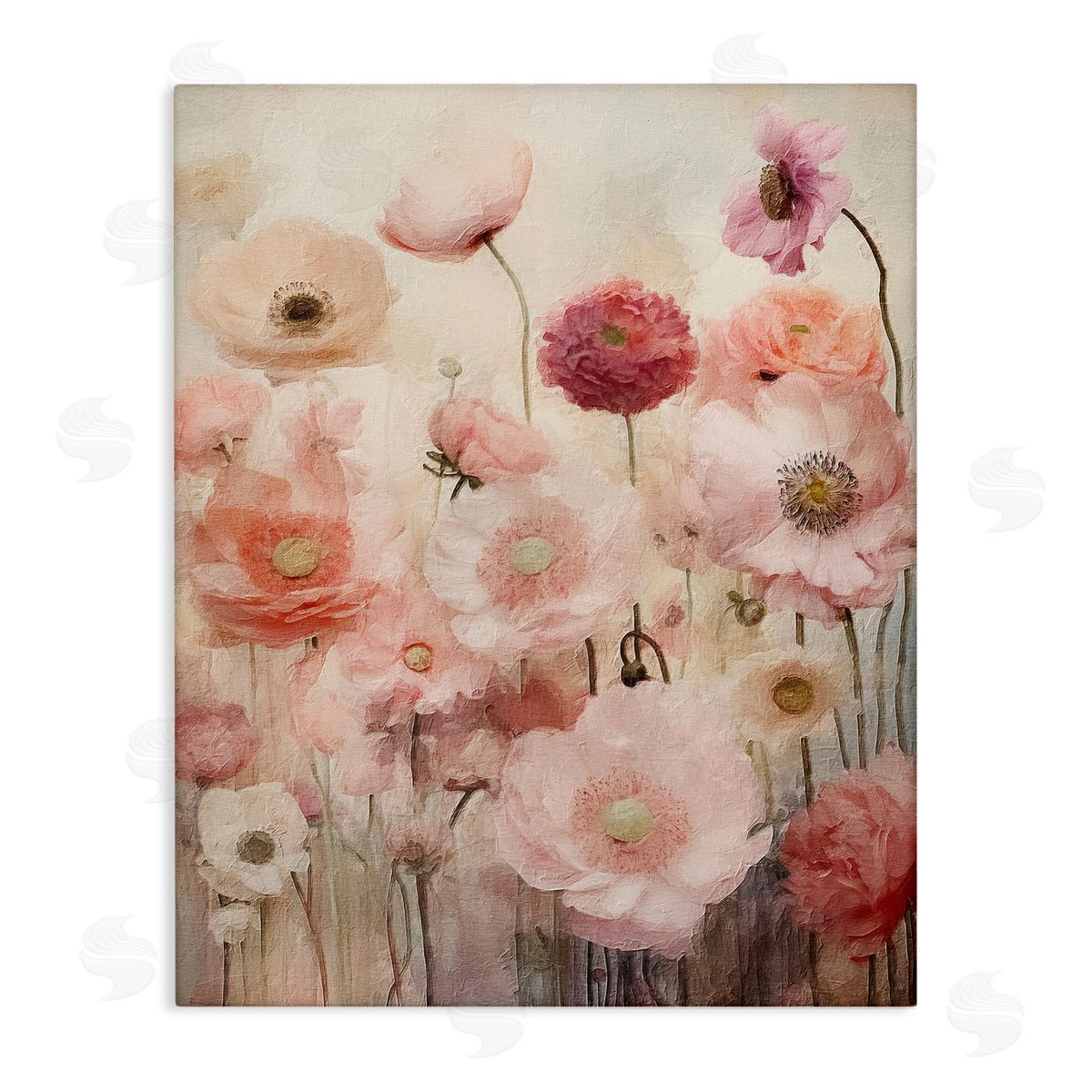 Blush Flower Garden Canvas Wall Art, Home Decor by RileyB