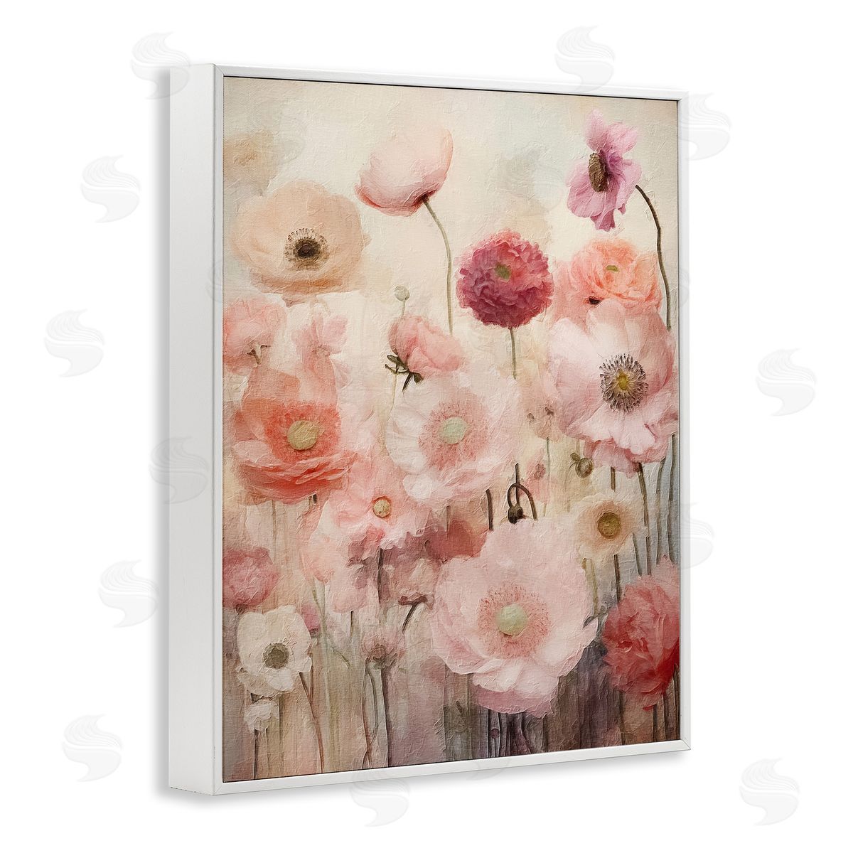 Blush Flower Garden White Frame Print Wall Art, Home Decor by RileyB