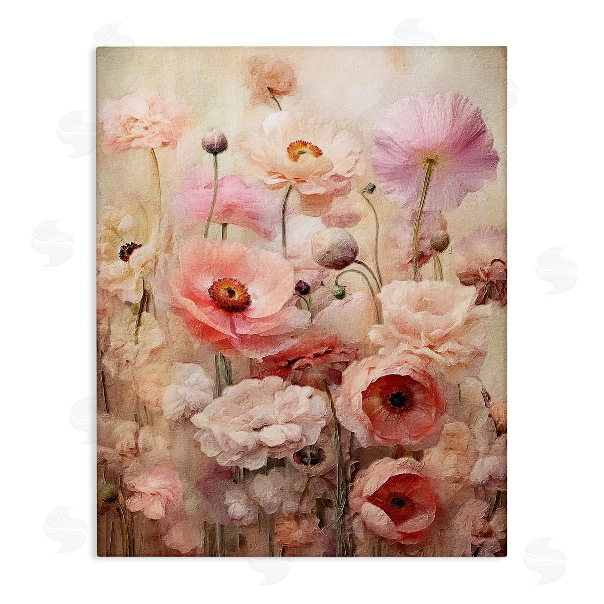 Pink Flower Garden Canvas Wall Art, Home Decor by RileyB