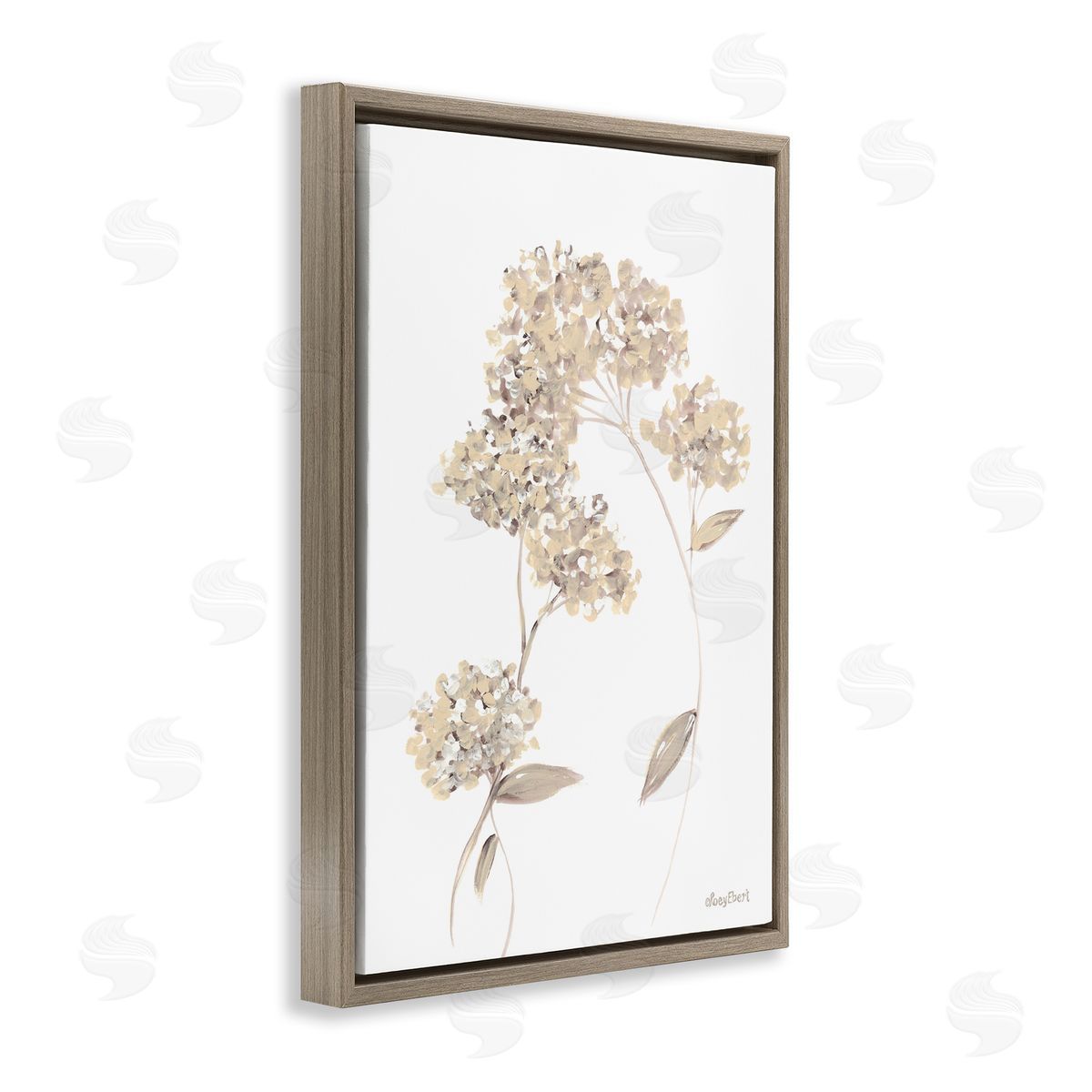 Neutral Geranium Florets Brown Floating Frame Canvas Wall Art, Home Decor by Roy Ebert