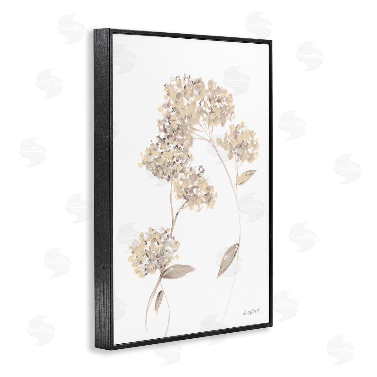 Neutral Geranium Florets Black Frame Print Wall Art, Home Decor by Roy Ebert
