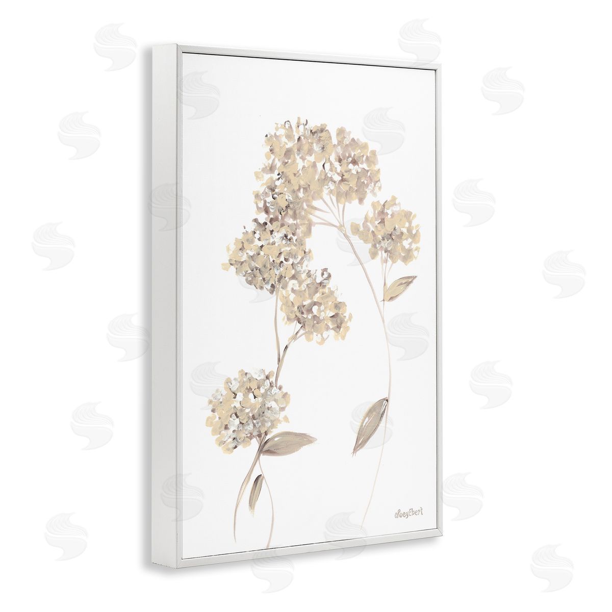 Neutral Geranium Florets White Frame Print Wall Art, Home Decor by Roy Ebert