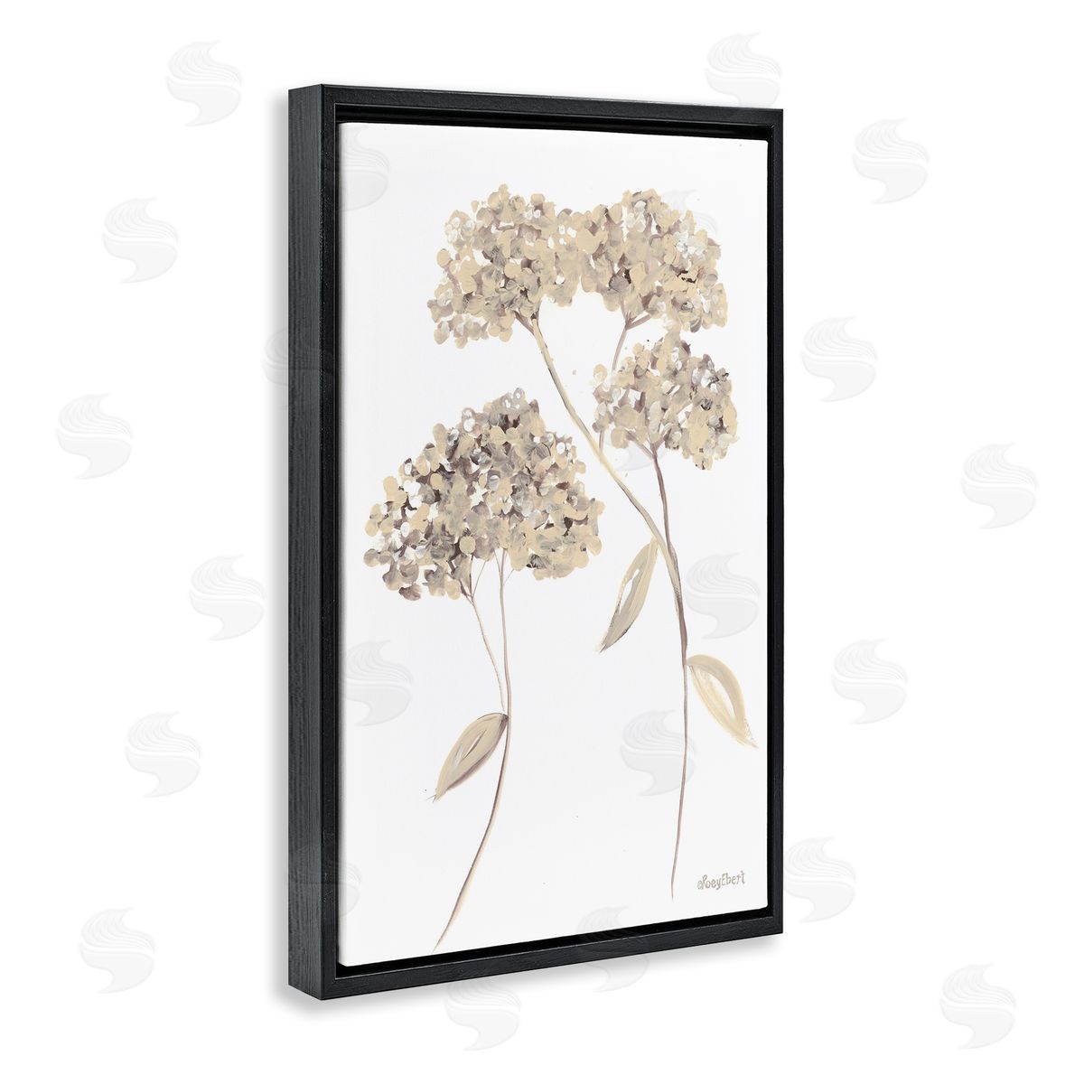 Soft Geranium Florets Black Floating Frame Canvas Wall Art, Home Decor by Roy Ebert