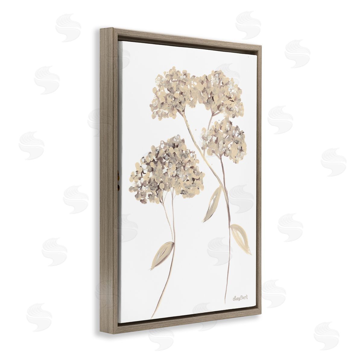 Soft Geranium Florets Brown Floating Frame Canvas Wall Art, Home Decor by Roy Ebert