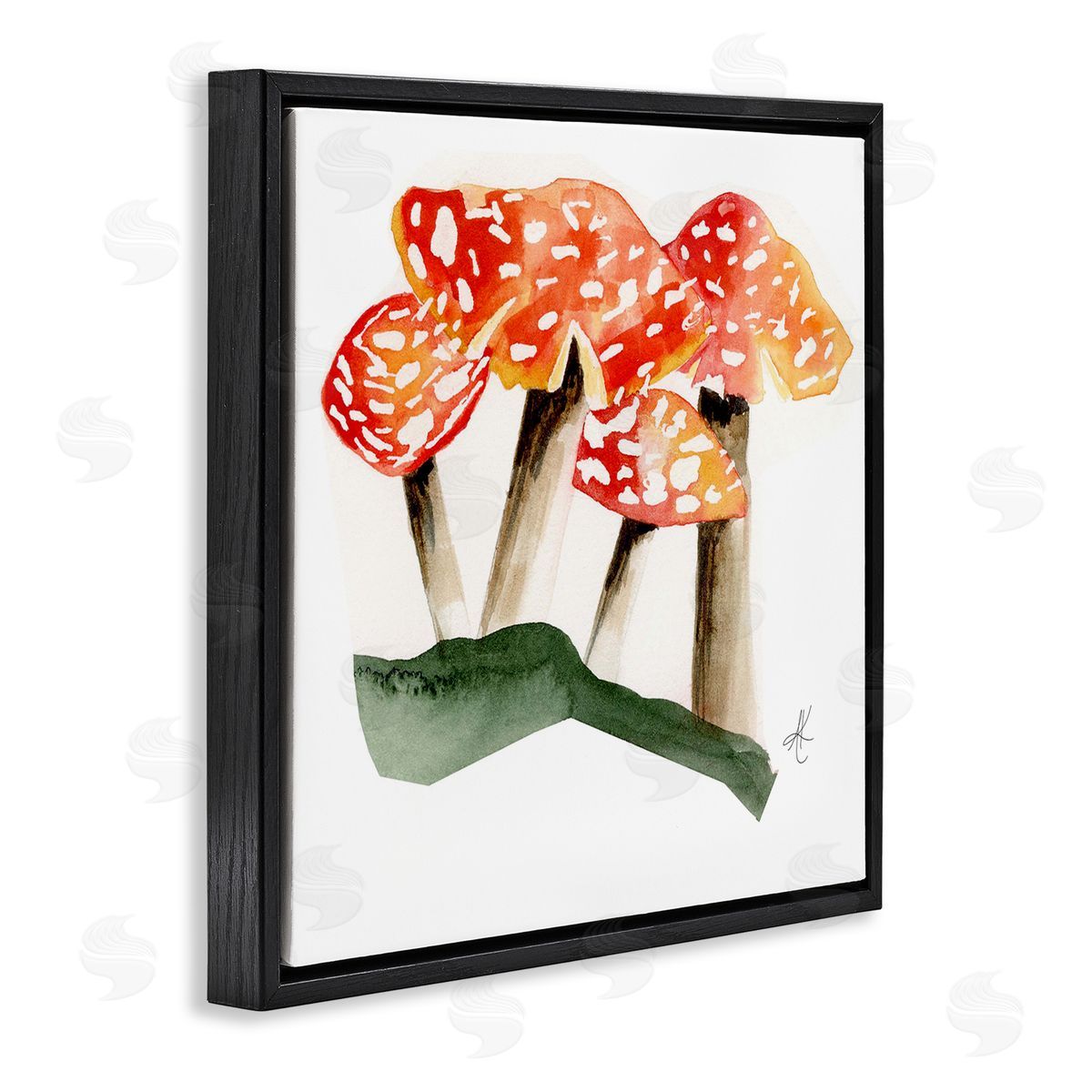 Alexandria Gilbert Kincaid Dotted Red Mushrooms Black Floating Frame Canvas Wall Art Print