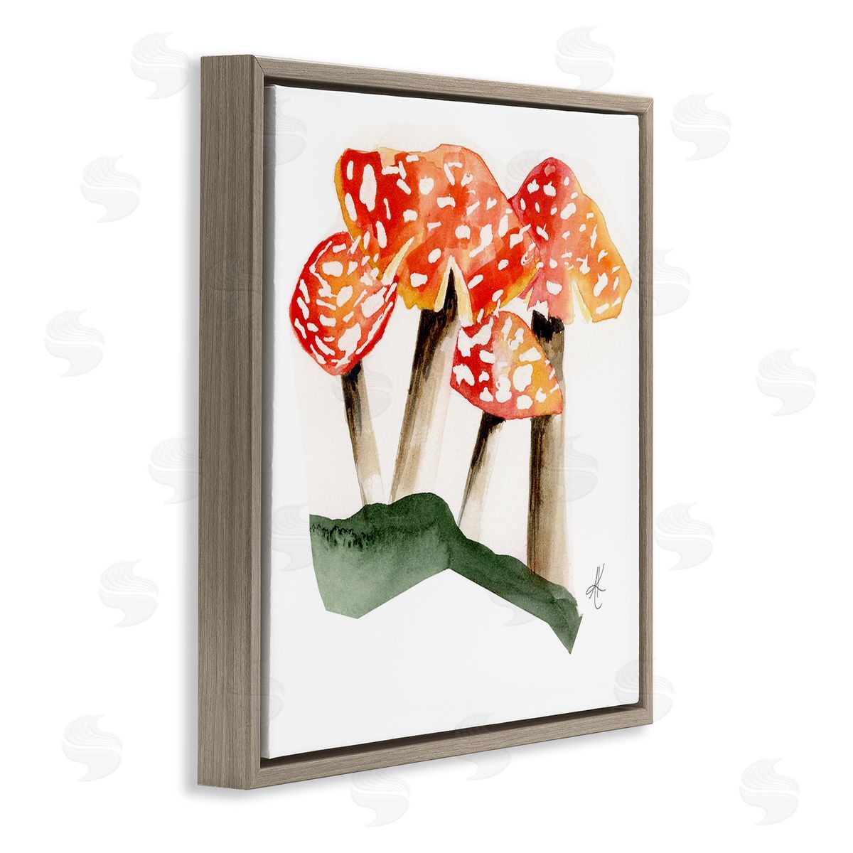 Alexandria Gilbert Kincaid Dotted Red Mushrooms Brown Floating Frame Canvas Wall Art Print