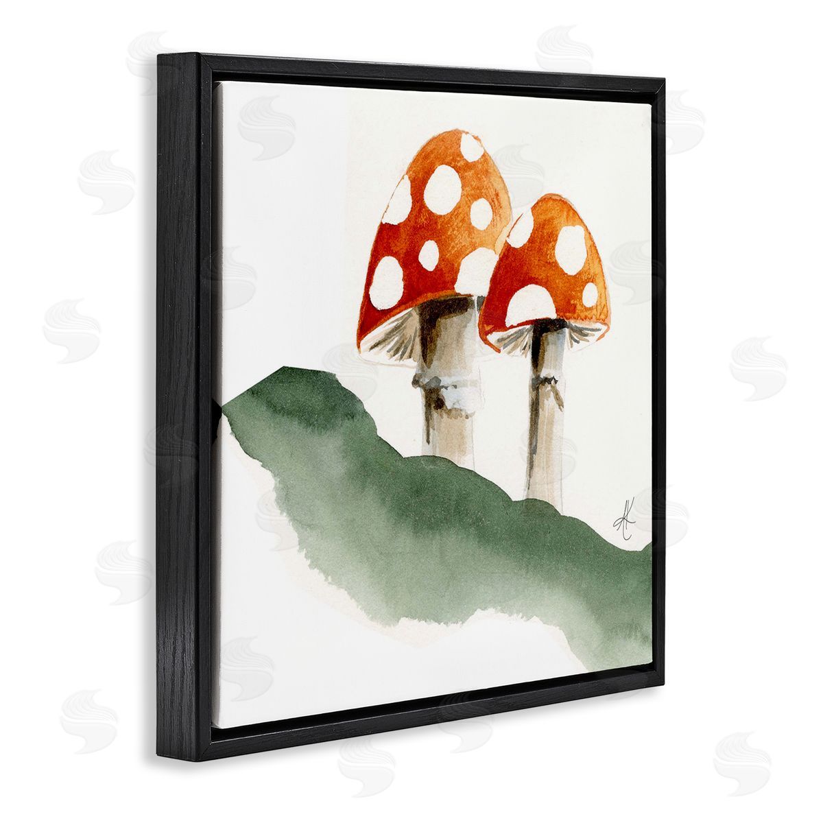 Alexandria Gilbert Kincaid Spotted Red Mushrooms Black Floating Frame Canvas Wall Art Print