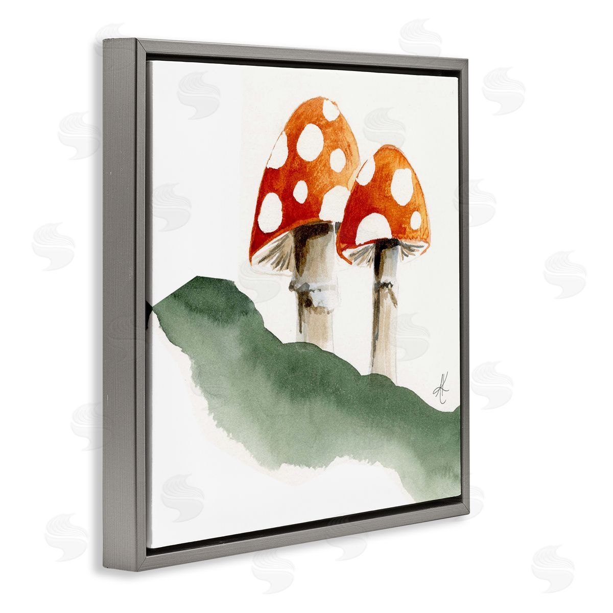 Alexandria Gilbert Kincaid Spotted Red Mushrooms Gray Floating Frame Canvas Wall Art Print