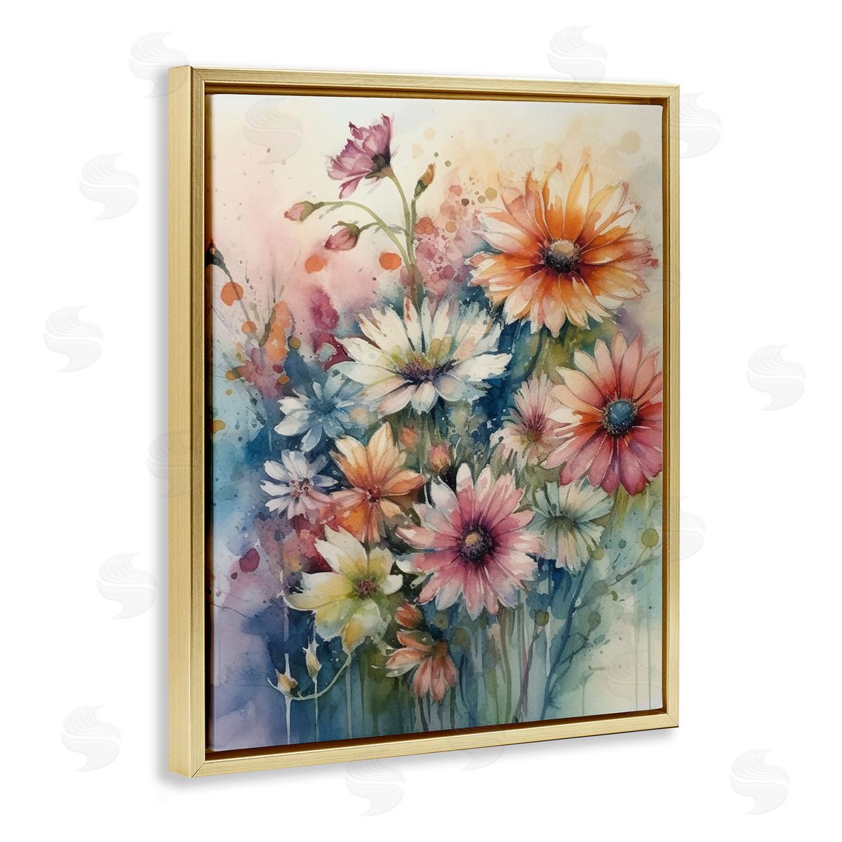 Ryley Gray Wild Bright Daisies Gold Floating Frame Canvas Wall Art Print