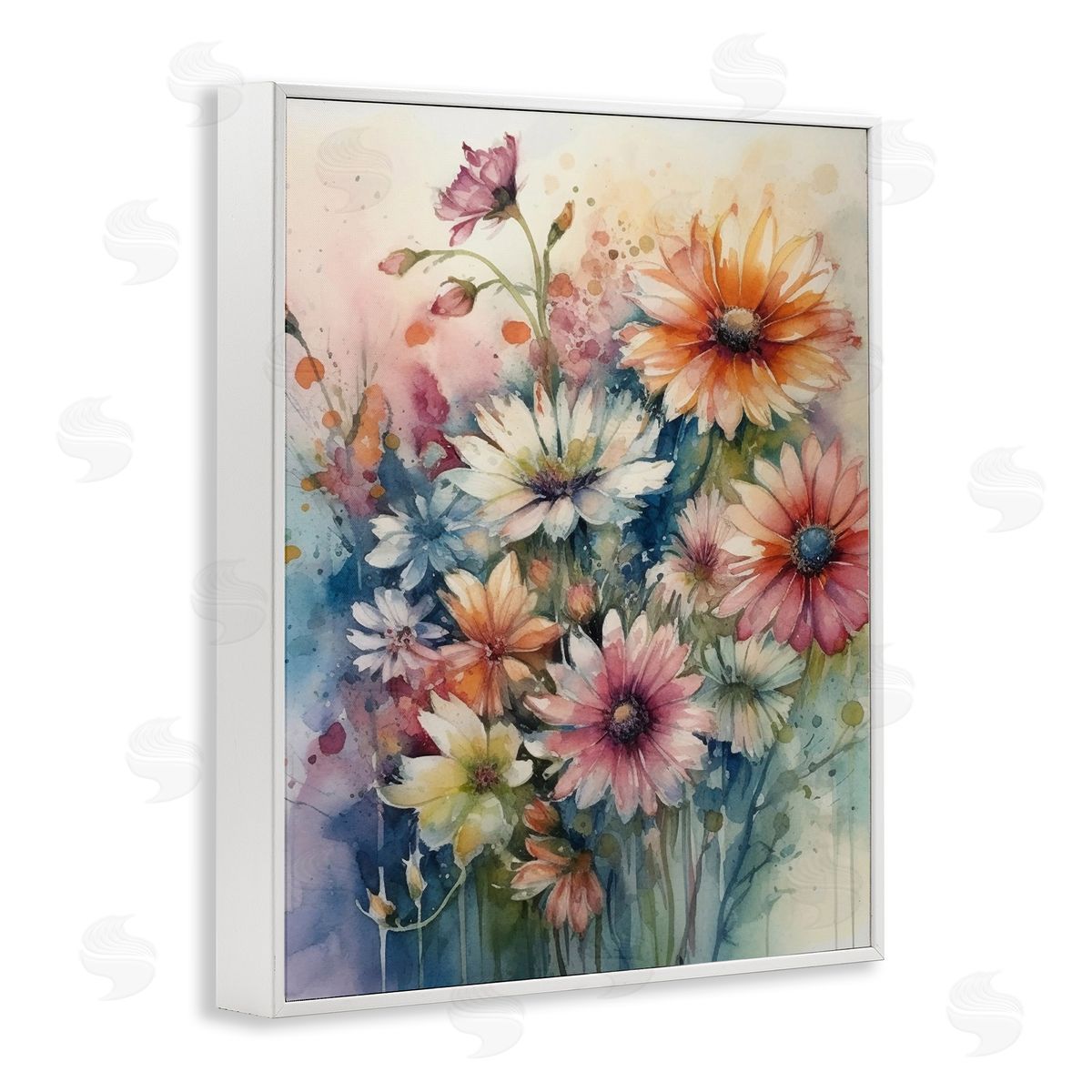 Ryley Gray Wild Bright Daisies White Framed Giclee Wall Art Print