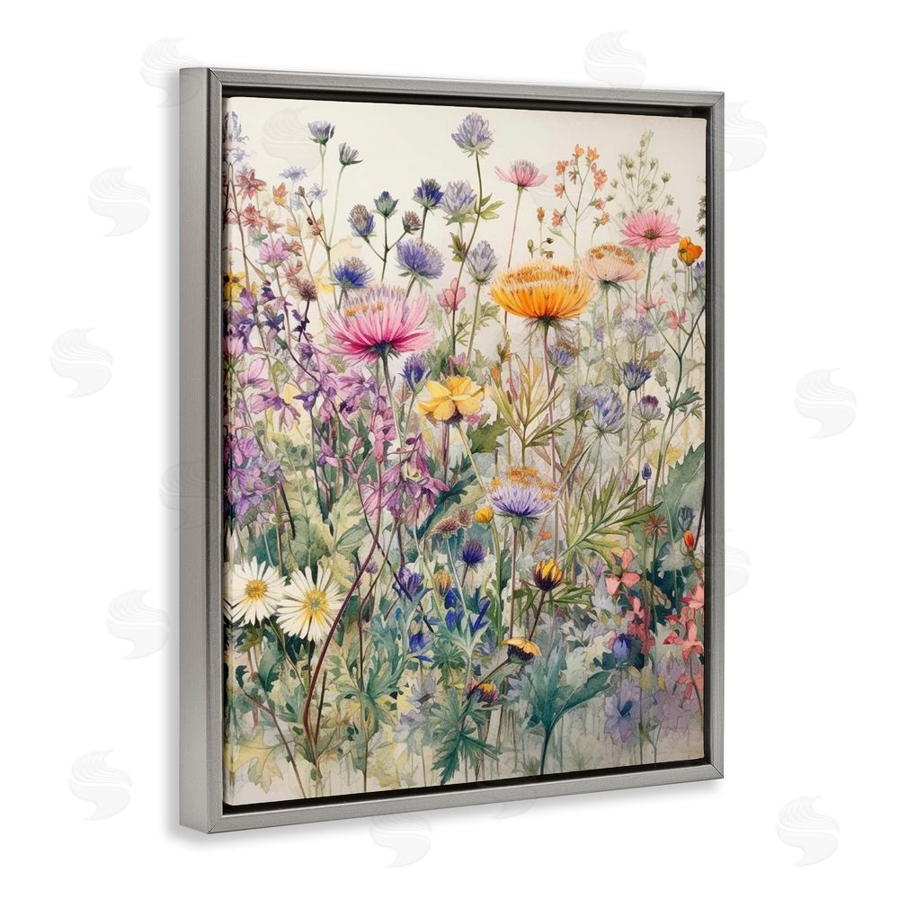 Ryley Gray Mixed Wild Flowers Gray Floating Frame Canvas Wall Art Print