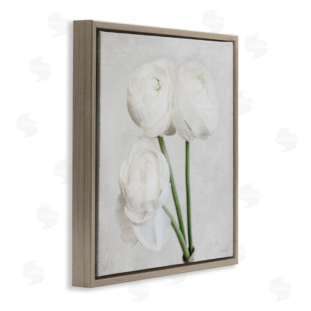 Charming Peony Trio Brown Floating Frame Canvas Wall Art, Home Decor by Jennifer Rigsby