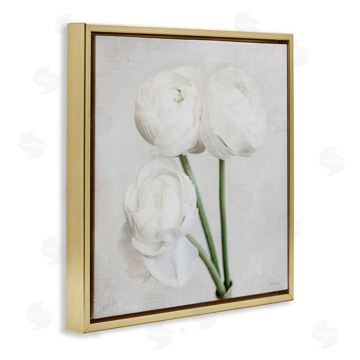 Charming Peony Trio Gold Floating Frame Canvas Wall Art, Home Decor by Jennifer Rigsby