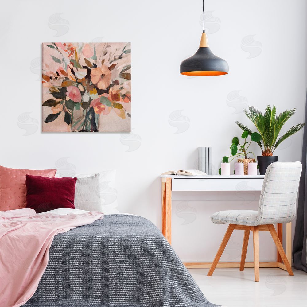 Sasha Blush Abstract Bouquet Canvas Wall Art Print in Room