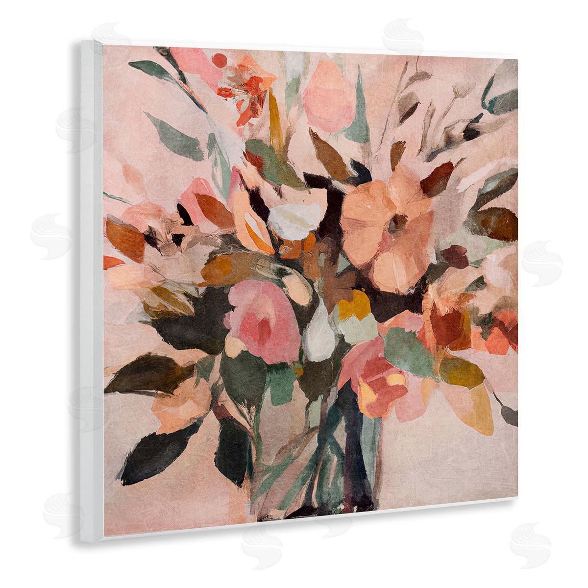 Sasha Blush Abstract Bouquet Wooden Wall Plaque Art Print