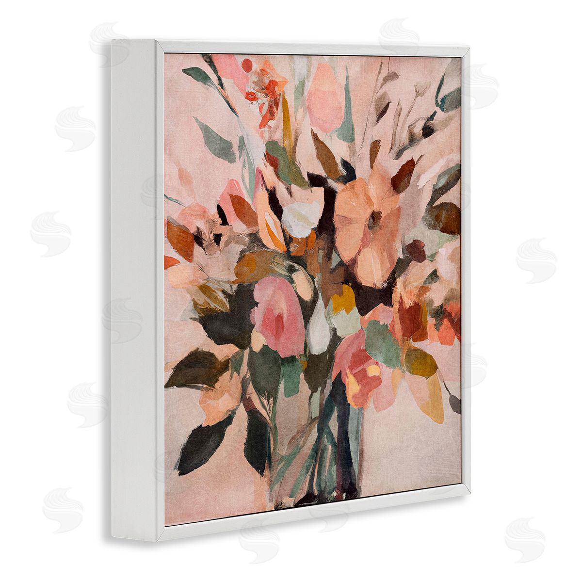 Sasha Blush Abstract Bouquet White Framed Giclee Wall Art Print