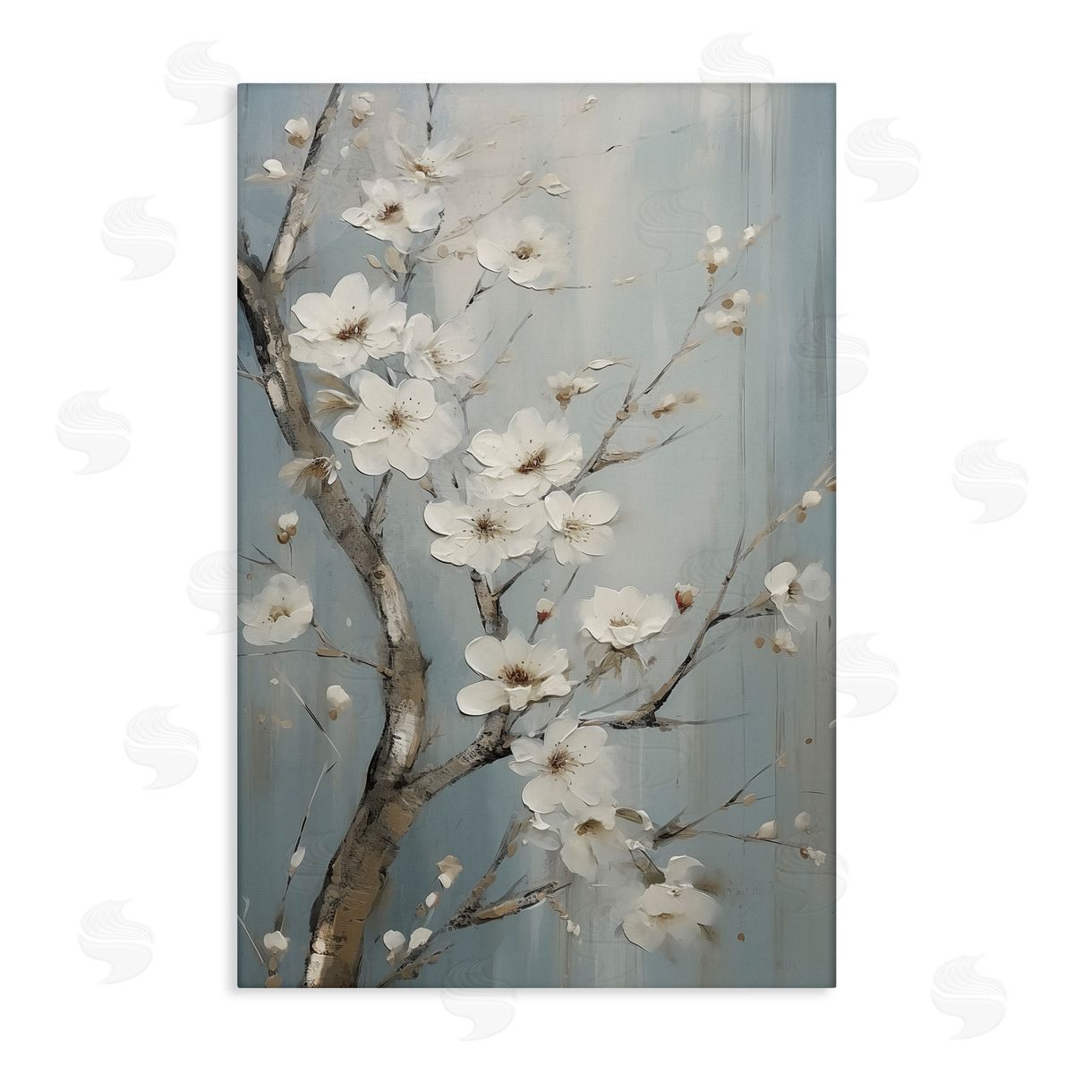 White Cherry Blossoms Canvas Wall Art, Home Decor by Sasha