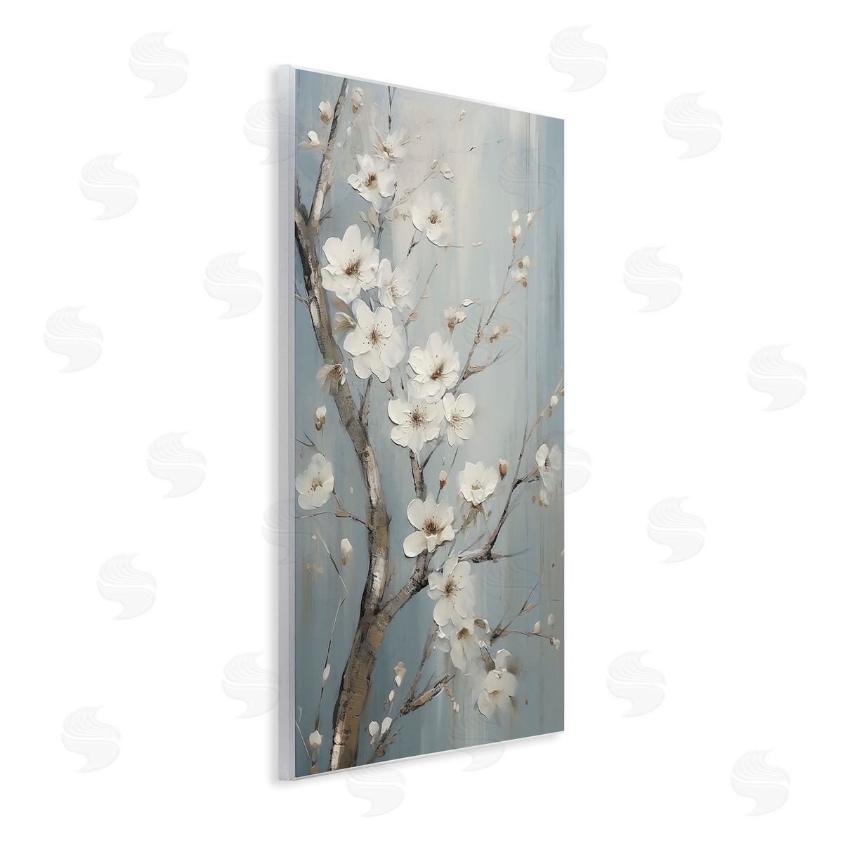 White Cherry Blossoms Wood Plaque Wall Art, Home Decor by Sasha