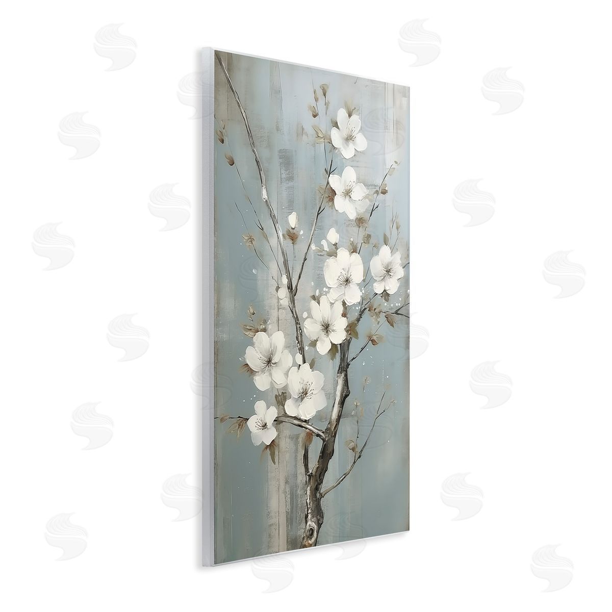 White Apple Blossoms Wood Plaque Wall Art, Home Decor by Sasha