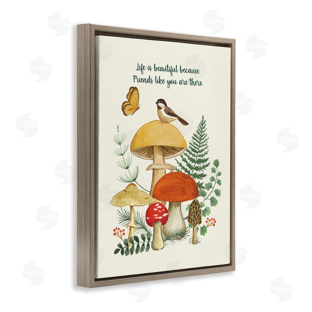 Sharon Lee Vintage Life Is Beautiful Brown Floating Frame Canvas Wall Art Print