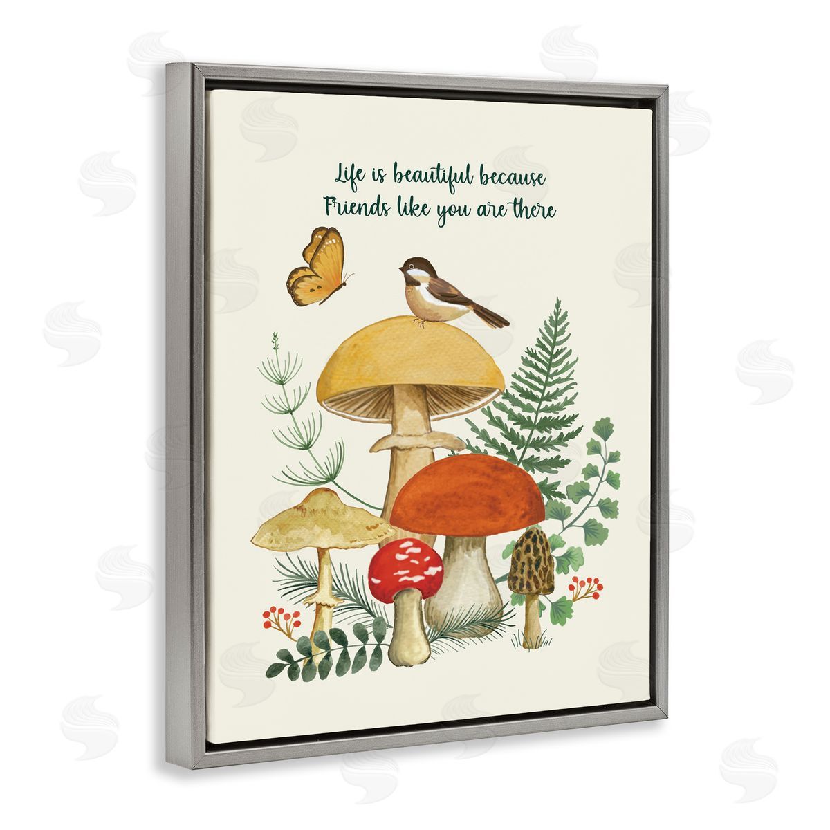 Sharon Lee Vintage Life Is Beautiful Gray Floating Frame Canvas Wall Art Print