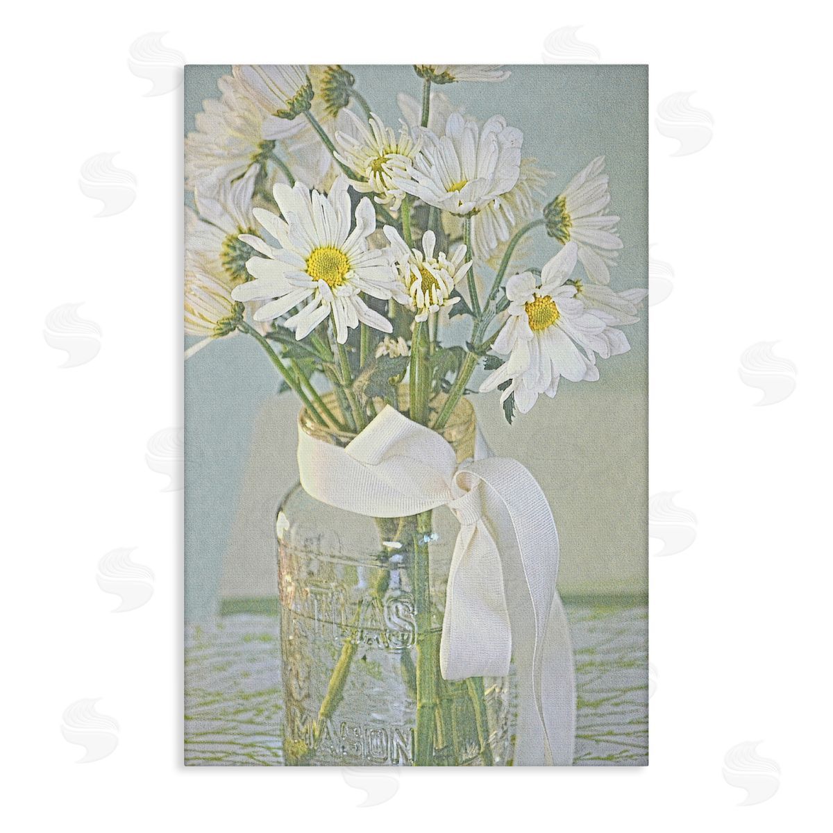 Faded Daisies Jar Canvas Wall Art, Home Decor by Gail Peck