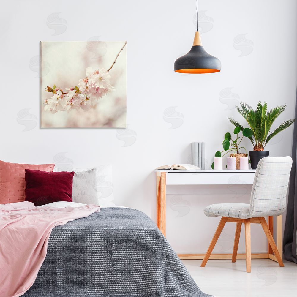 Sarah Gardner Delicate Cherry Blossom Canvas Wall Art Print in Room