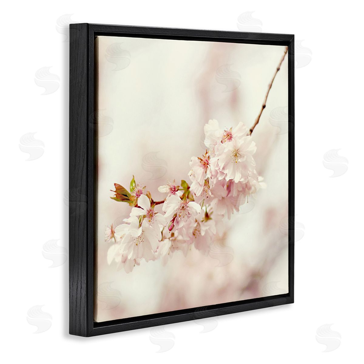 Sarah Gardner Delicate Cherry Blossom Black Floating Frame Canvas Wall Art Print