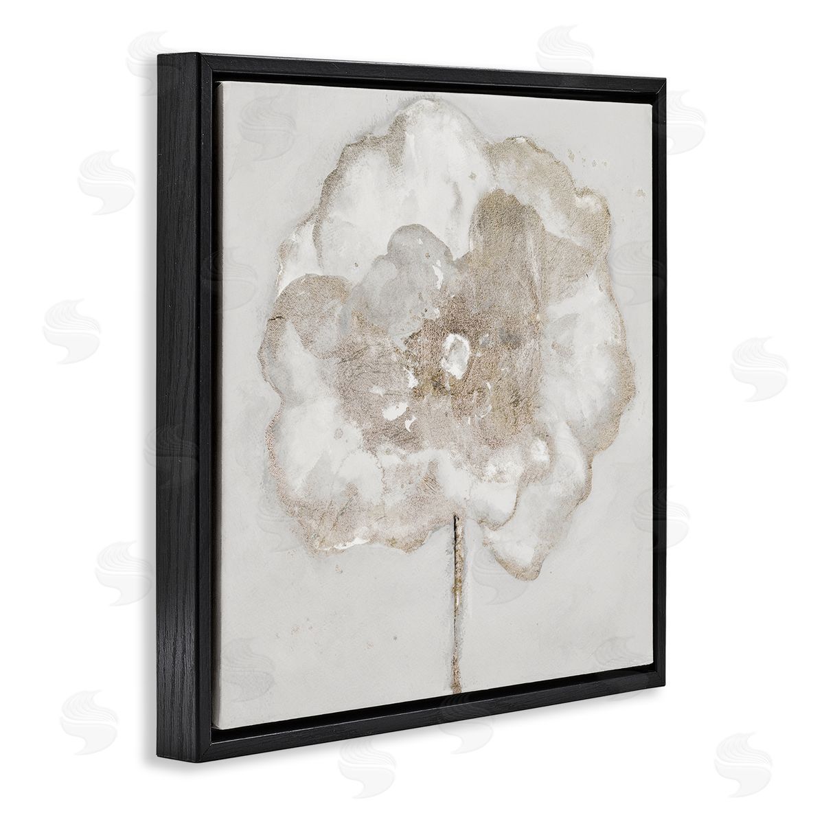 Gilded Flower Blossoms Black Floating Frame Canvas Wall Art, Home Decor by Patricia Pinto