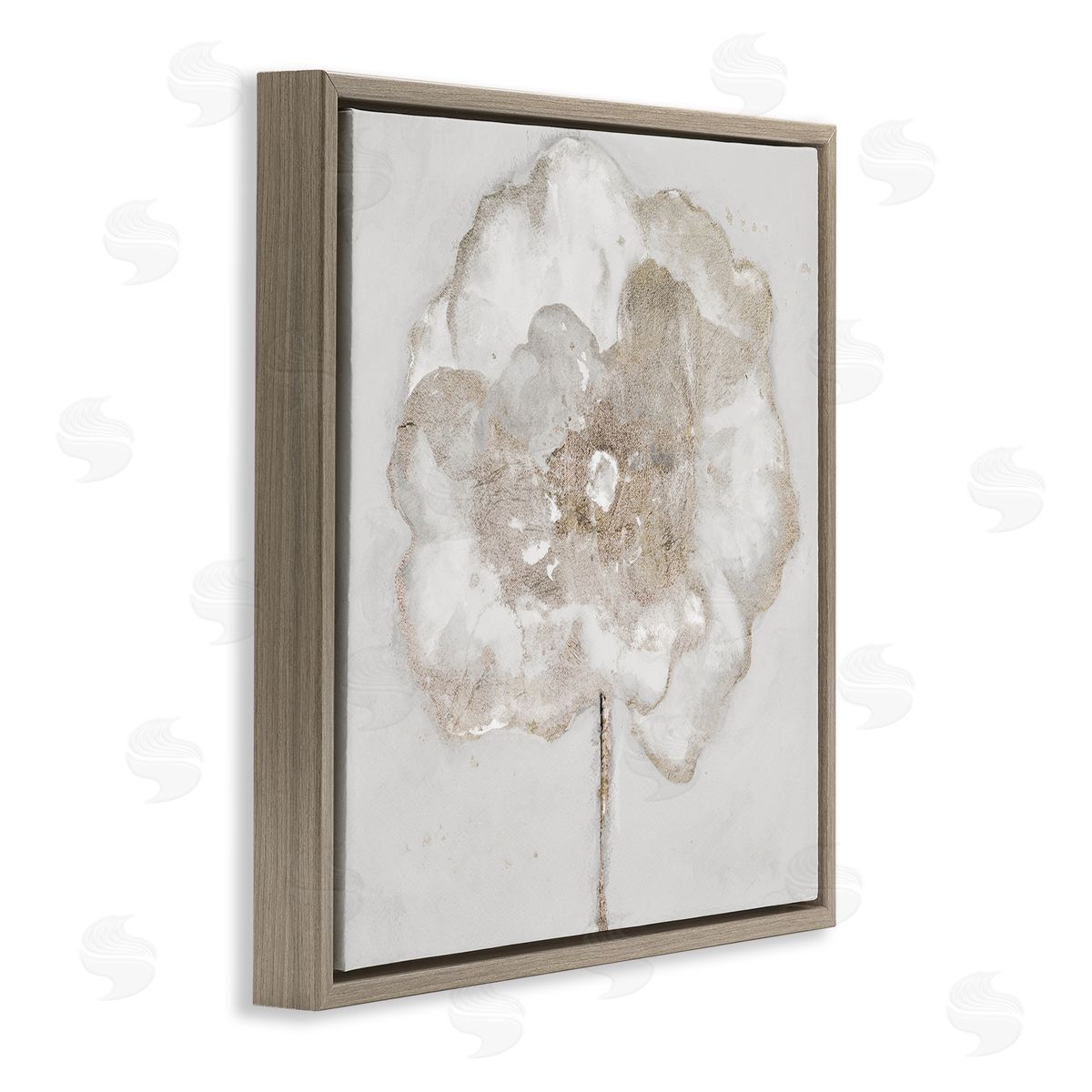 Gilded Flower Blossoms Brown Floating Frame Canvas Wall Art, Home Decor by Patricia Pinto