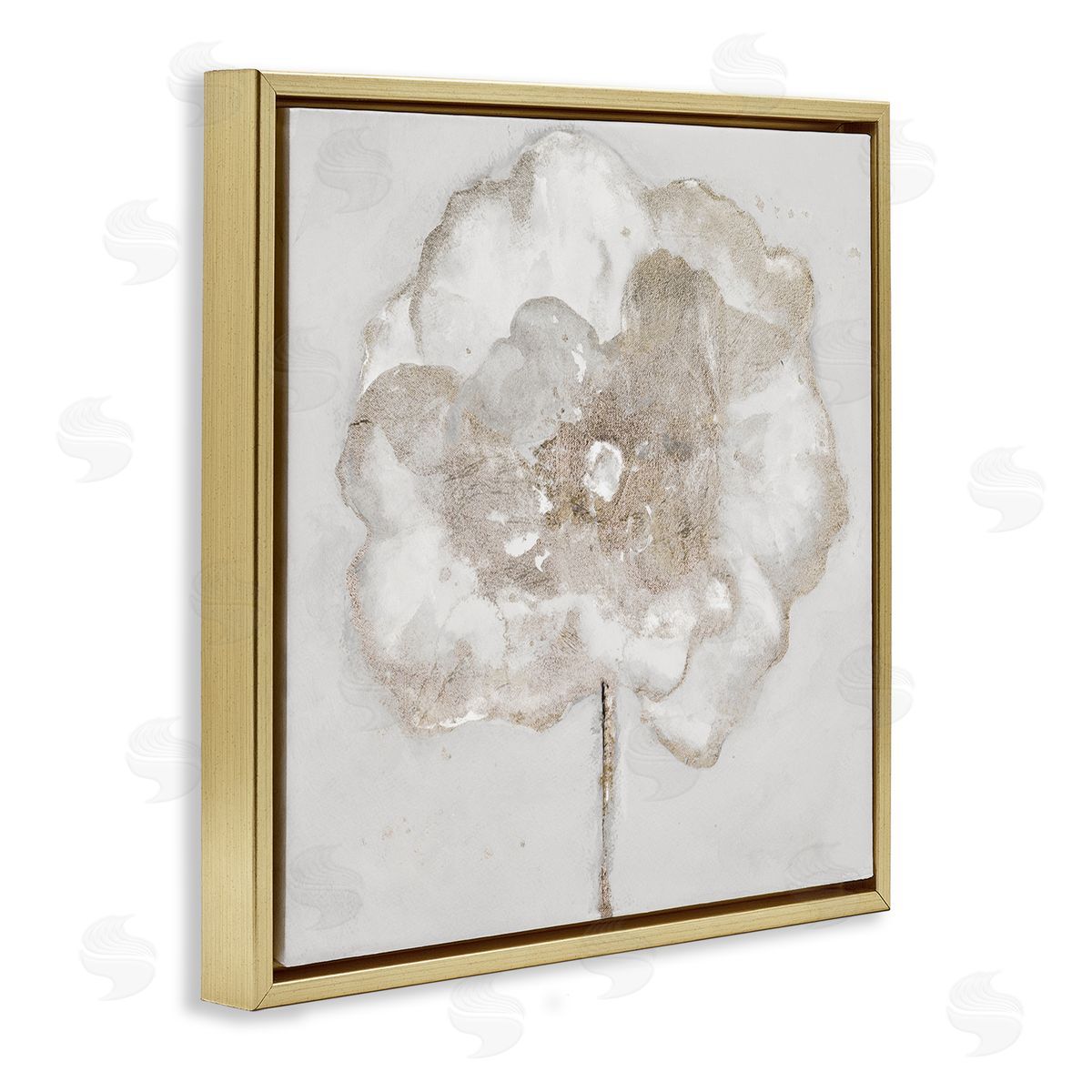 Gilded Flower Blossoms Gold Floating Frame Canvas Wall Art, Home Decor by Patricia Pinto