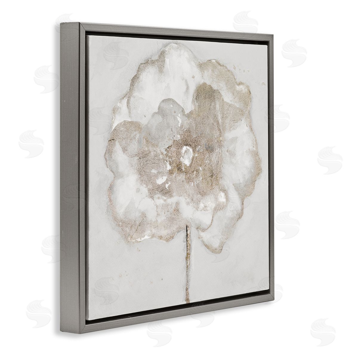 Gilded Flower Blossoms Grey Floating Frame Canvas Wall Art, Home Decor by Patricia Pinto