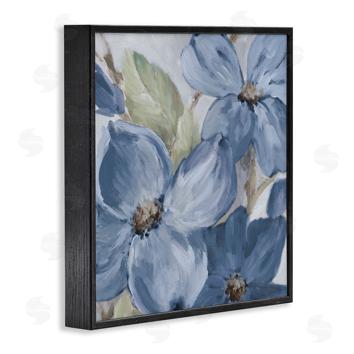 Silent Blue Bloom Black Frame Print Wall Art, Home Decor by Lanie Loreth