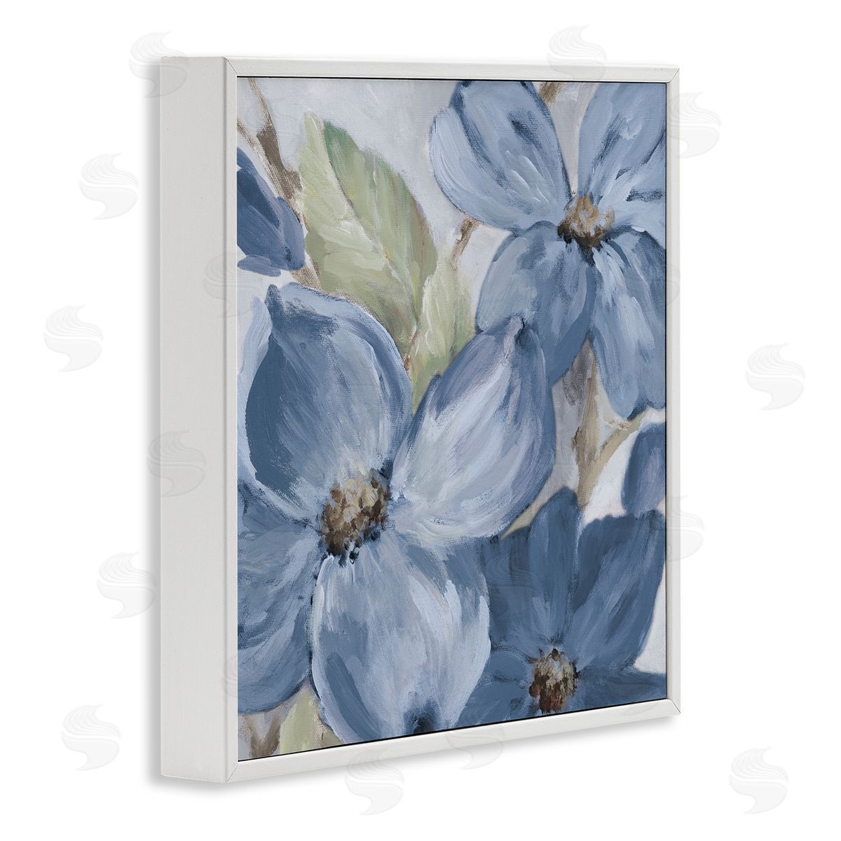 Silent Blue Bloom White Frame Print Wall Art, Home Decor by Lanie Loreth