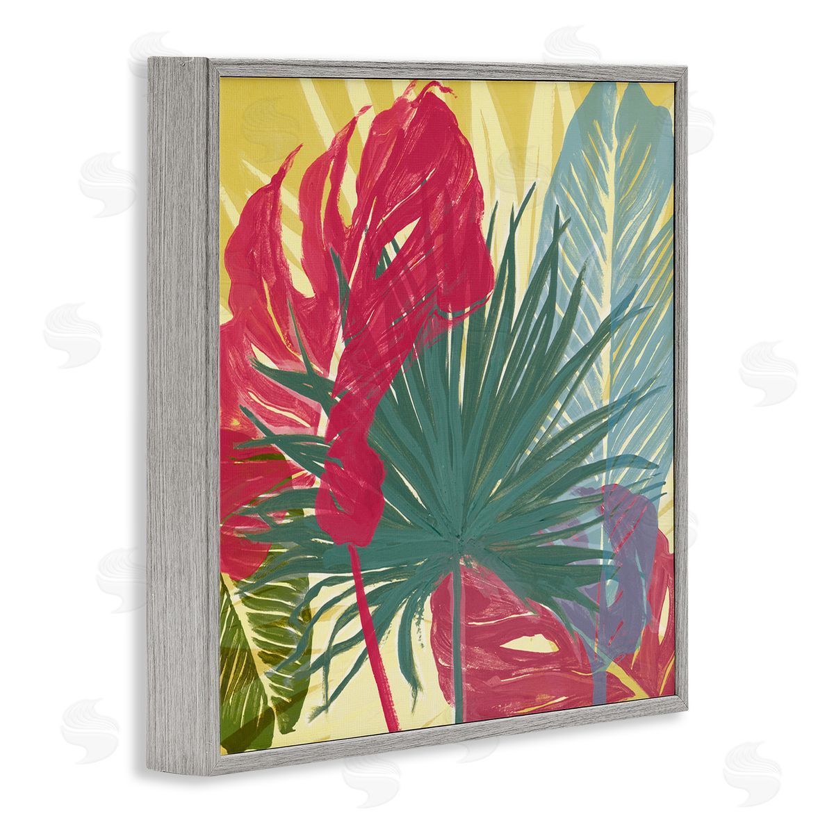 Bold Botanical Party Grey Frame Print Wall Art, Home Decor by Patricia Pinto